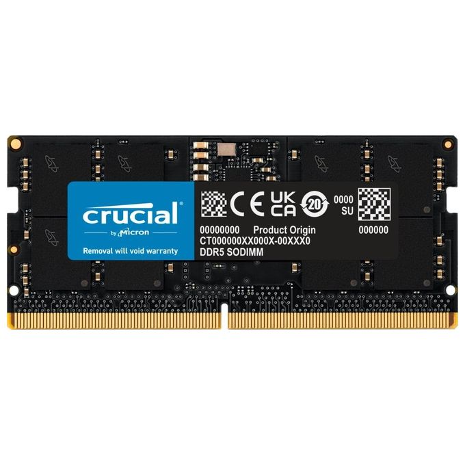 Crucial 16gb ddr5-4800 sodimm cl40 (16gbit) - CT16G48C40S5 Crucial CT16G48C40S5 memoria 16 GB 1 x 16 GB DDR5