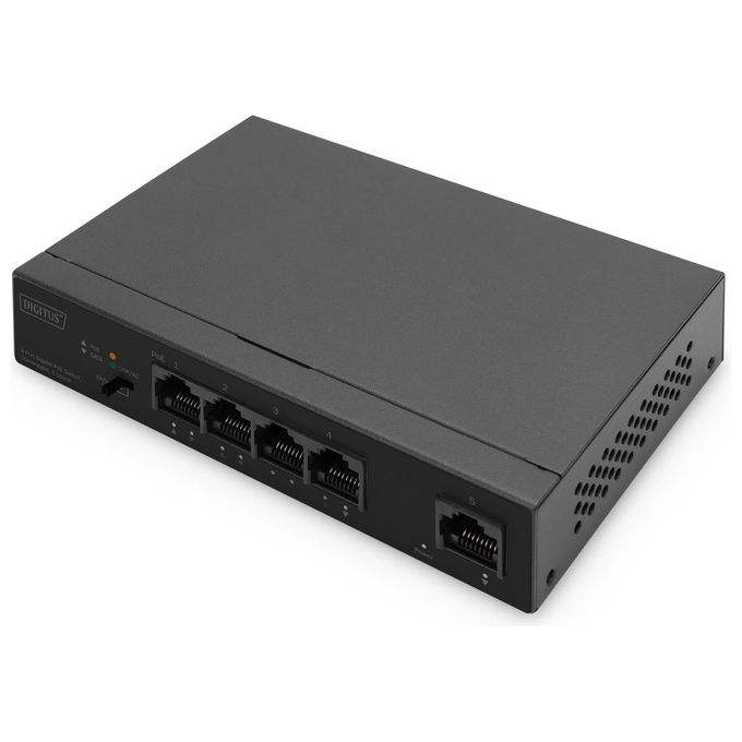 Digitus Switch Gigabit Ethernet PoE 4 porte PoE + 1 porta uplink, budget PoE 60W