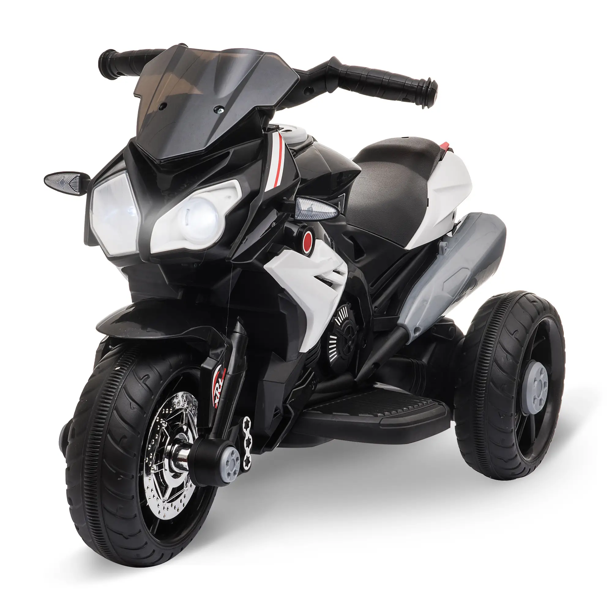 Moto Elettrica per Bambini 3-5 Anni Max. 25kg con Luci, Musica, Batteria 6V e Velocità 3km/h, 86cmx42cmx52cm Nera HABITA Moto Elettrica per Bambini 3