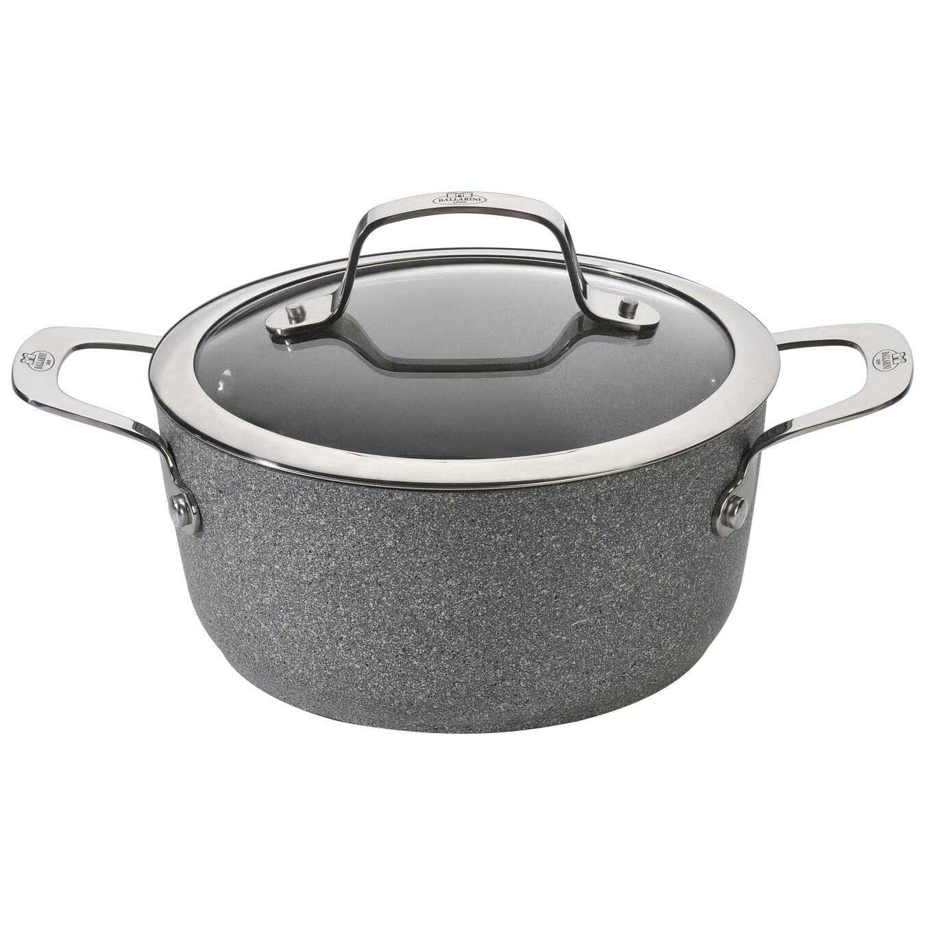 Ballarini Salina Casseruola con Manico e Coperchio 24cm BALLARINI 75002-829-0 padella 4,7 L Rotondo Grigio