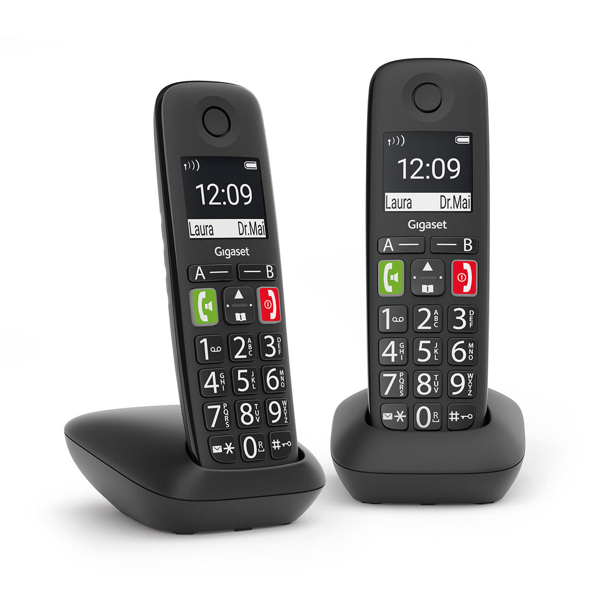 Gigaset E290 Duo Coppia Cordless DECT-GAP Senior Display 2'' Vivavoce Rubrica Nero Gigaset E290 Duo Ricevitore telefonico analogico Identificatore di