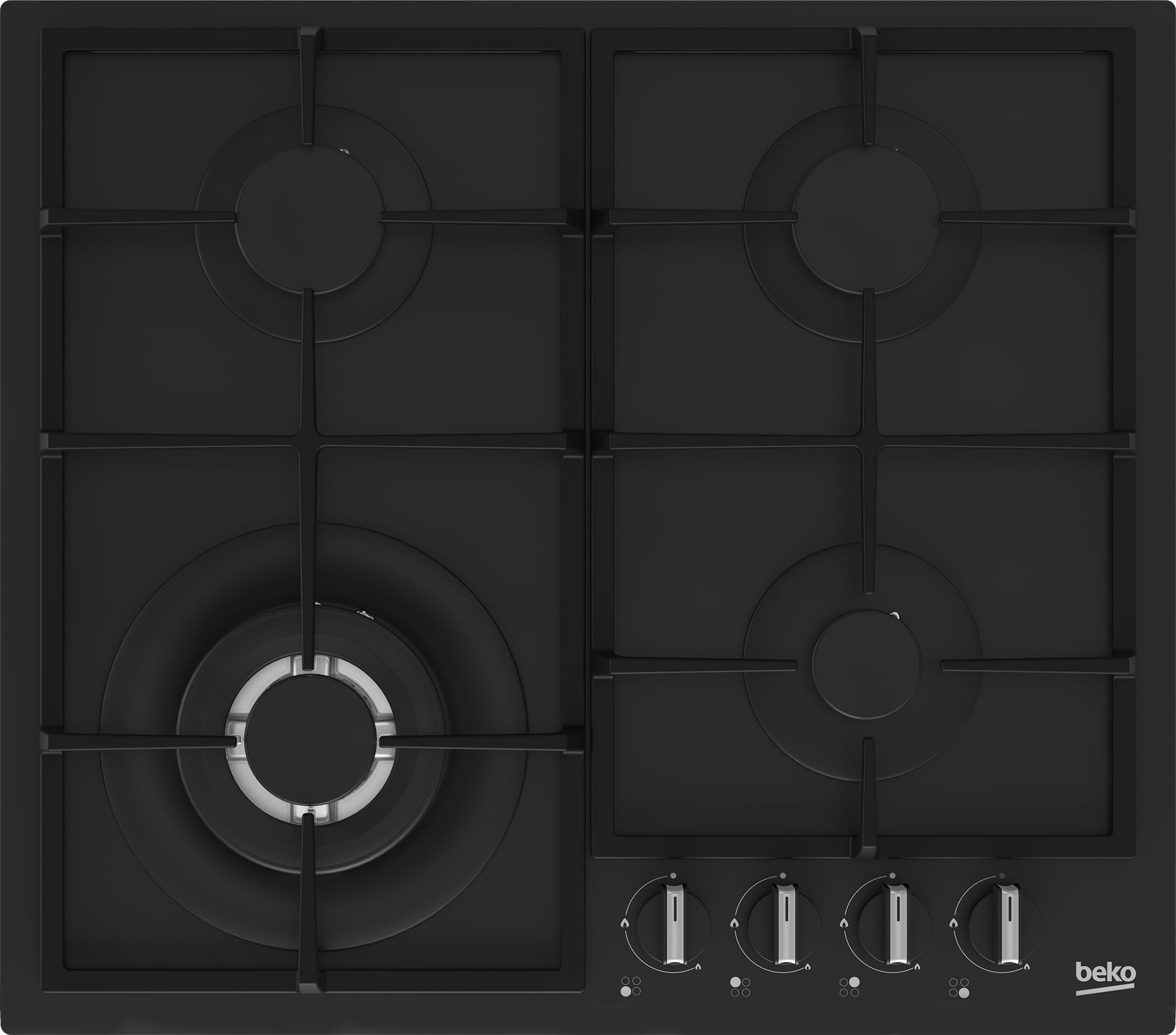 Beko HIYG 64225 SBO piano cottura Nero Da incasso 60 cm Gas 4 Fornello(i) Beko hiyg 64225 sbo piano cottura gas 4 fornelli 60 cm vetro nero da incasso