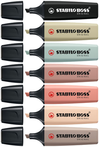 STABILO BOSS NatureColors evidenziatore 6 pz Punta smussata Nero, Bronzo, Verde, Grigio, Verde chiaro Stabilo boss naturecolors evidenziatori punta sm