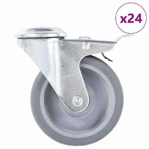 VidaXL Ruote Girevoli con Foro per Bulloni 24 pz 100 mm