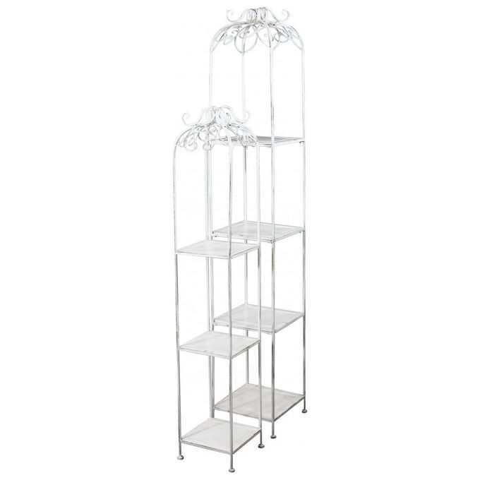 set di 2 scaffali stile provenzale in ferro verniciato g.27x27x162/p.22x22x125