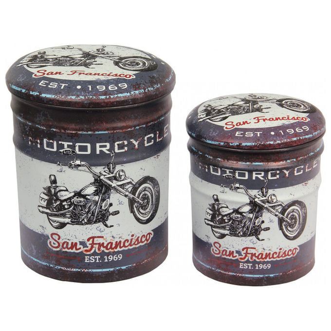 THEO - set di 2 pouf contenitore tondo poggiapiedi