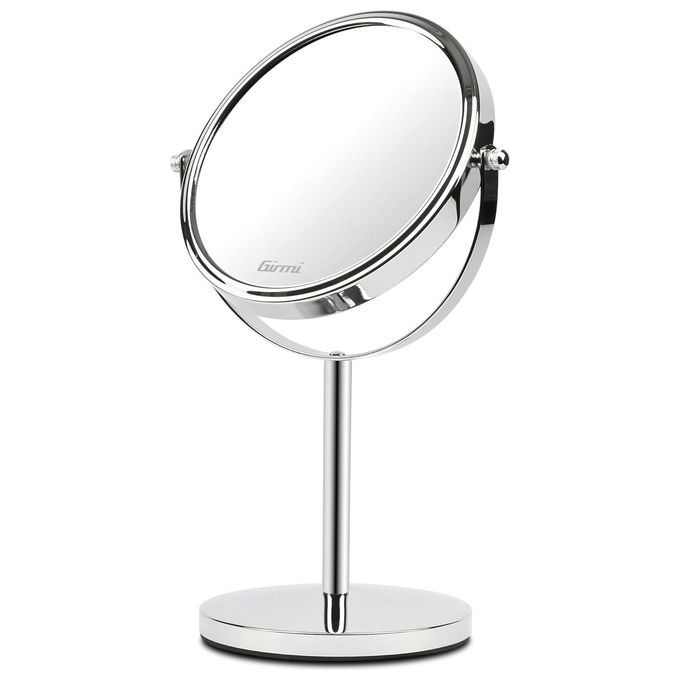 GIRMI Specchio per trucco - con ingrandimento x3 - diametro specchio 15,5 cm - altezza 32 cm - grigio - Girmi