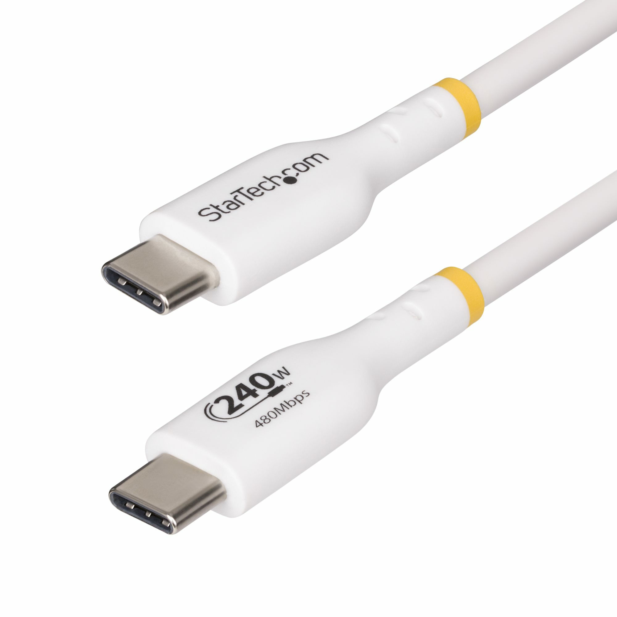 StarTech.com Cavo di ricarica USB-C Bianco da 3m, cavo USB C certificato USB-IF, 240W PD EPR, cavo di ricarica USB 2.0 Tipo-C per laptop, cavo di tras