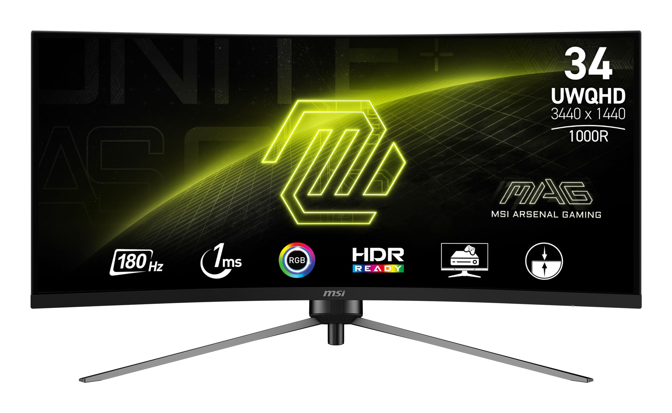 MSI MAG 345CQR Monitor Gaming Curvo da 34'' UWQHD - Pannello VA Rapid da 1000R 3440 x 1440 180 Hz - 1ms Adaptive-Sync MSI MAG 345CQR Monitor PC 86,4 c