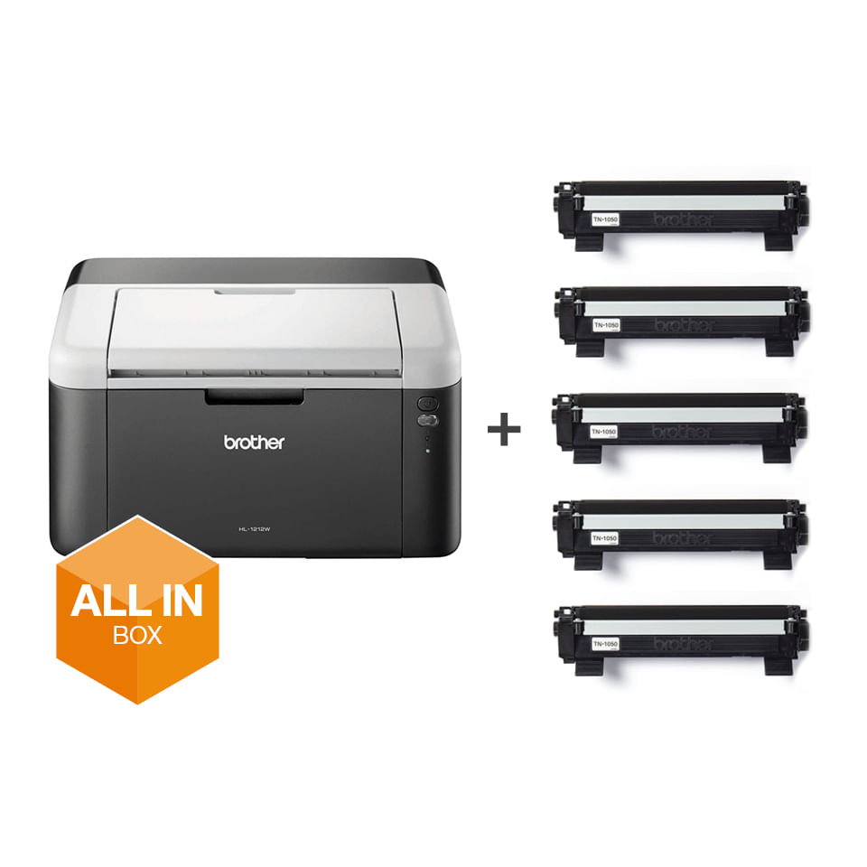 Brother HL-1212WVB Stampante Laser con 5 Toner 1k Inclusi A4 20ppm Usb Wi-Fi Brother HL-1212WVB stampante laser 2400 x 600 DPI A4 Wi-Fi