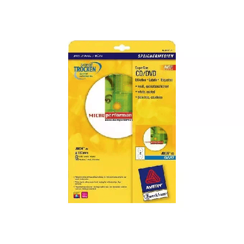 Avery Etichette bianche Opache Cd Dvd No Touch Avery J8676-25 etichetta per stampante Bianco
