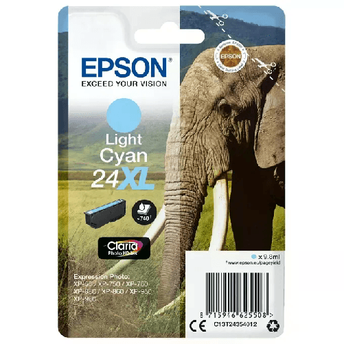 EPSON CARTUCCIA CIANO-CHIARO CLARIA PHOTO HD SERIE 24XL ELEFANTE Epson Elephant Cartuccia Ciano chiaro XL