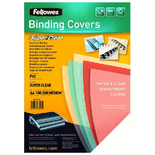 FELLOWES 100 COPERTINE CLEAR PVC 150MIC A4 TRASPARENTE NEUTRO Fellowes 5376001 cartellina A4 PVC Trasparente 100 pz