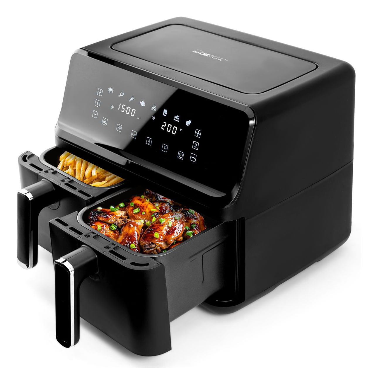 Clatronic FR 3804 H Doppia 8 L 2700 W Friggitrice ad aria calda Nero