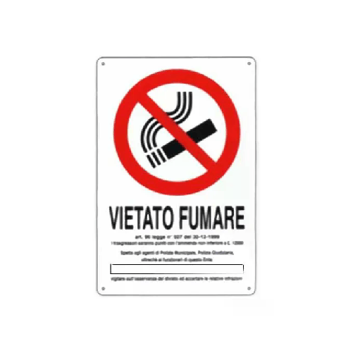 Cartello Vietato Fumare Dl 20X 30 Alluminio