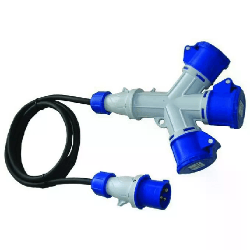 Adattatori Cee-Blu 230V-16A 3 Prese con Cavo M.1,5 Art. 1502