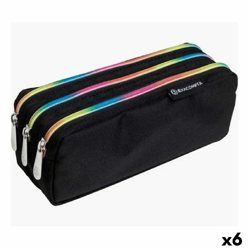 Exacompta Astuccio Scuola Exacompta Rainbow Nero 22,5 x 8 x 10 cm (6 Unità)