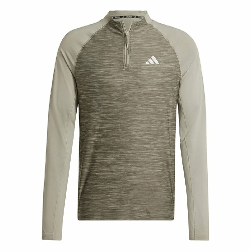 Maglia a Maniche Lunghe Uomo Adidas Gym+ 3 Bandas 1/4Zip Marrone