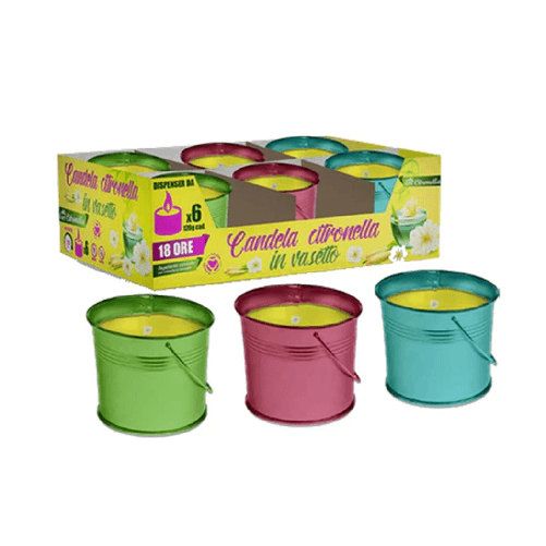 Set 6pz Candela Profumata Alla Citronella Vasetto In Metallo Repellente Zanzare 032626 -