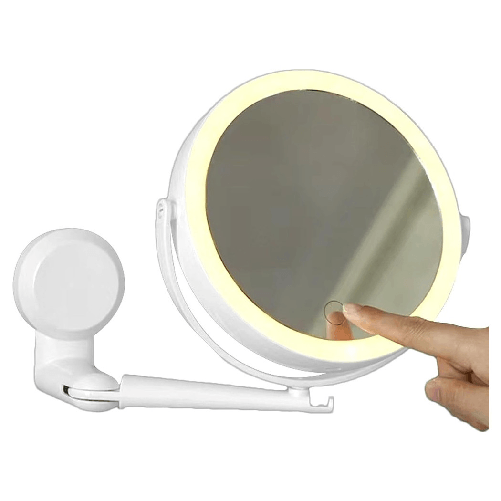 Specchio Trucco A Parete Illuminato Con Ingrandimento Dimmerabile Led Ricaricabile Touch -