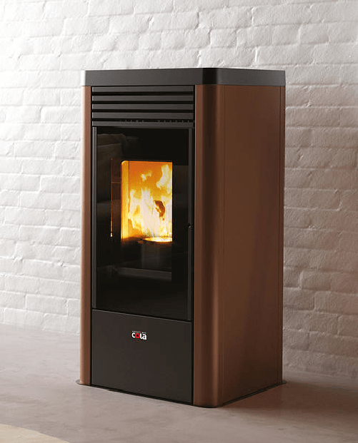 Cola stufa a pellet bianca 9150w libera installazione ghisa vetro acciaio 18kg