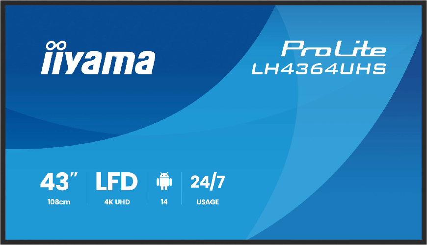 Iiyama LH4364UHS-B1AG visualizzatore di messaggi Pannello piatto per segnaletica digitale 109,2 cm (43") LED Wi Iiyama lh4364uhs-b1ag pannello segnale