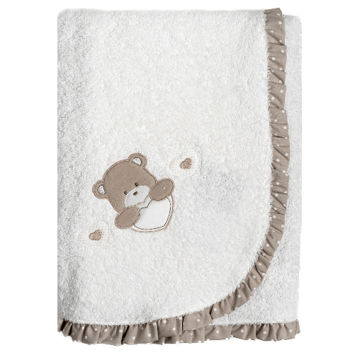 Asciugamano in spugna con rouche Orso cuore Coccolissimi