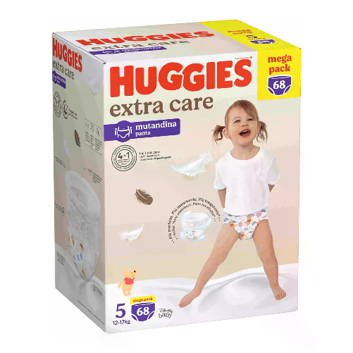 HUGGIES Pannolini Huggies Extra Care Mutandina Megapack - Taglia 5 - 12-17 Kg - 68 Pezzi