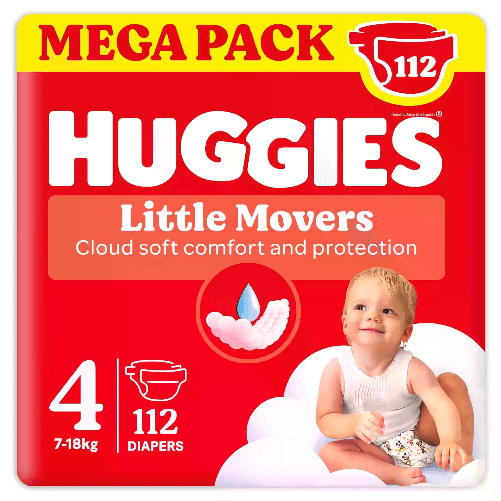 Pannolini Huggies Little Movers Megapack - Taglia 4 - 7-18 Kg - 112 Pezzi