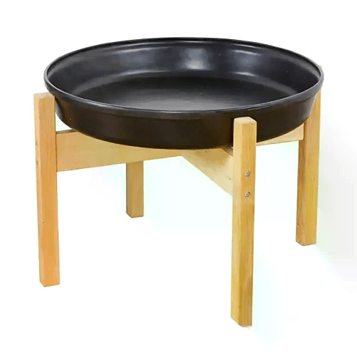 Supporto Per Vassoio Jumbo Circolare, In Legno Da Esterno, Altezza 50 cm.