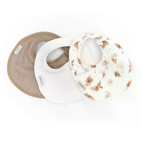 BAMBOOM Bavaglini 3Pezzi Bibsset Bianco Sabbia Butterfly