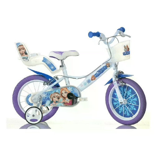 DINO BIKES Bici per Bambini 4-7 Anni Bicicletta 16 Pollici Snow Queen Con Rotelline Stabilizzatrici