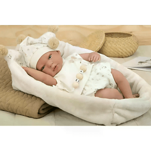 Arias Bambola Reborn 40 cm Culla Pompom