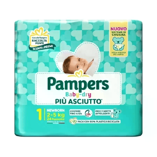 Pannolini Pampers Baby-Dry Flash - Taglia 1 - 2-5 Kg - 24 Pezzi