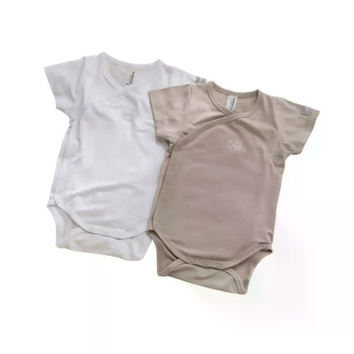 Body Bambino Maniche Corte - Taglia 1 Mese - 2 Pezzi Cammello e Bianco