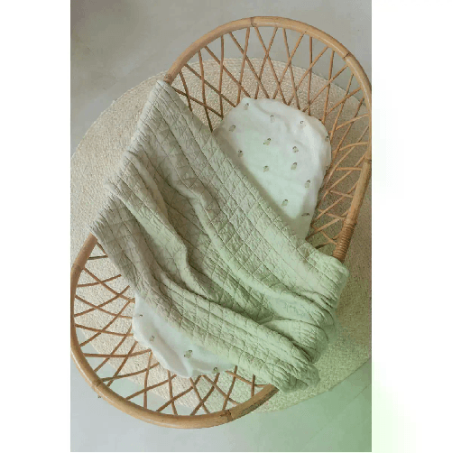 BAMBOOM Coperta Culla 100x75 Wrinkled + Spugna Peluche Oyster Grey
