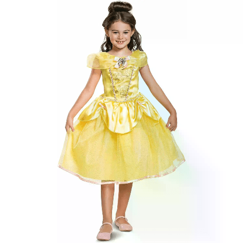 DISGUISE Costume Principessa Belle Deluxe per Bambine - Taglia S - 5/6 Anni