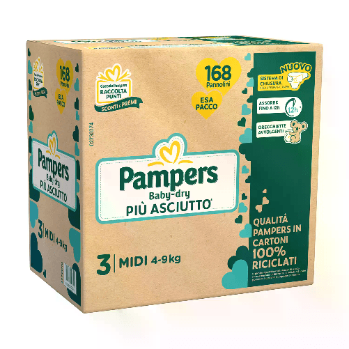 PAMPERS Pannolini Pampers Baby-Dry EsaPack - Taglia 3 - 4-9 Kg - 168 Pezzi