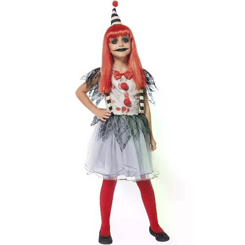 Costume Clown Insanguinato per Bambine - Taglia S - 7/8Anni