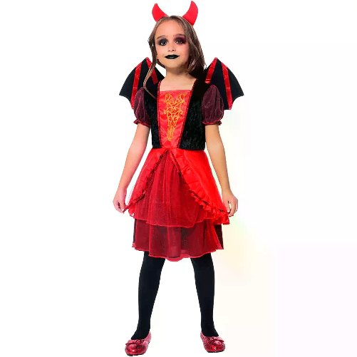 RUBIE'S Costume Diavolo Alato per Bambine - Taglia M - 9/10 Anni
