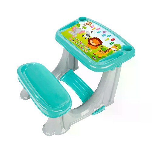 GIODICART Banco Scuola per Bambini con Scrivania Integrata per Studio e Gioco, Turchese