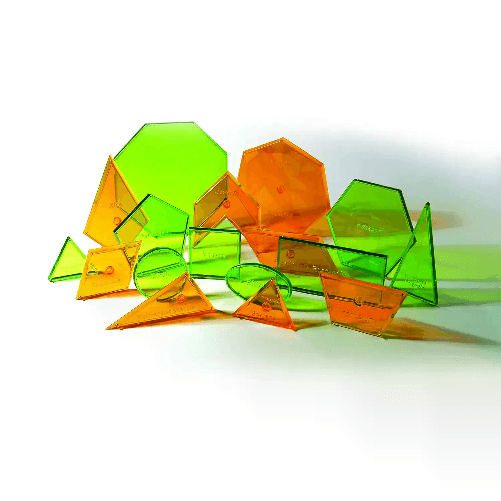 Set Forme Geometriche Trasparenti – 17 Pezzi in Plastica Colorata