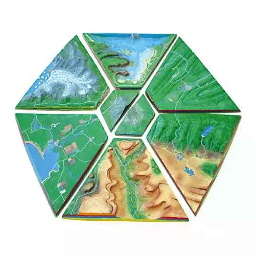 Plastico 3D Ambienti Geografici e Geologici – Modello Terrestre Interattivo 90x90 cm