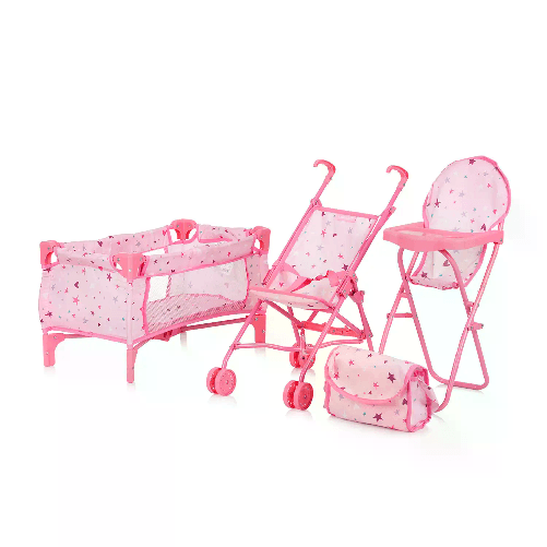 CHIPOLINO Set Per Bambole Trixy Stars Passeggino, Culla e Seggiolone