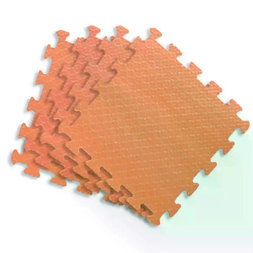 Tappetini Puzzle per Bambini in EVA 60x60 cm – Set 4 Pezzi Arancio
