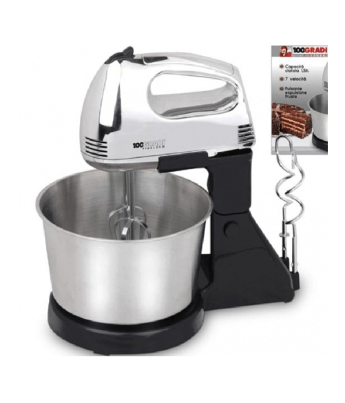 Sbattitore Con Ciotola Girevole Impastatrice 1,5 Lt Acciaio Inox 200w Fiseldem -