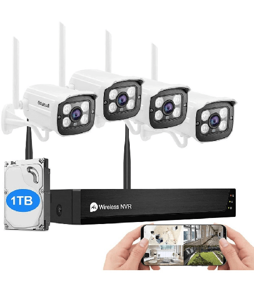 Kit Telecamera Di Sorveglianza A 8 Canali Wi-fi H.265 4 Telecamere Ip Wifi 1080p -