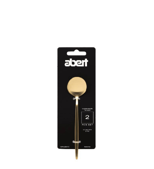 Abert Porto gold, Set 2 pz cucchiaio caffè in PVD oro, acciaio inox 18/c