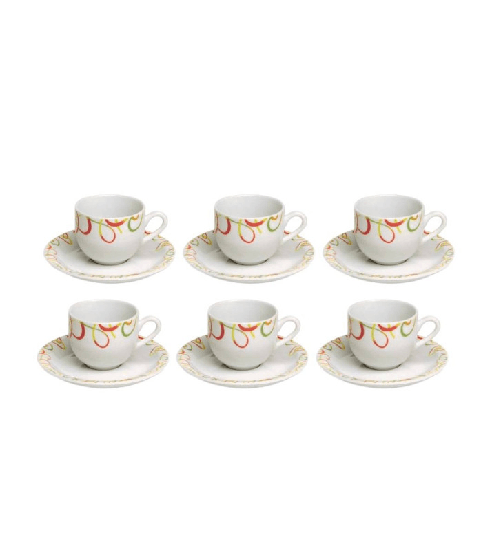 Tognana theatral, set 6 tazza caffè con piattino, in fine porcellana