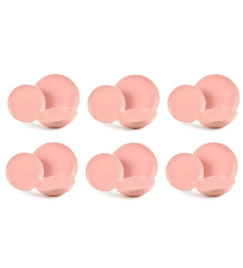 Fade carioca rosa, servizio piatti 18 pezzi in fine porcellana, qualità extra
